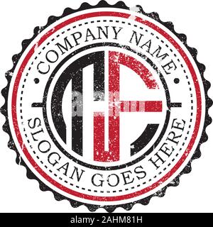 T F initial logo inspirations,vintage badge logo design, letter logo template Stock Vector