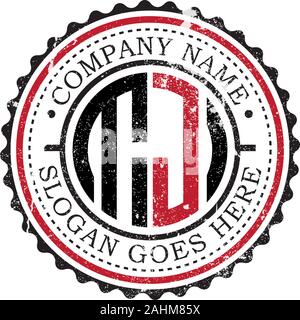 T J initial logo inspirations,vintage badge logo design, letter logo template Stock Vector