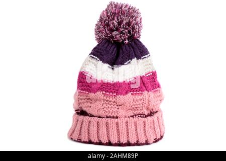 Pink winter bobble ski hat Stock Photo