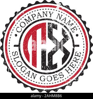 T X initial logo inspirations,vintage badge logo design, letter logo template Stock Vector
