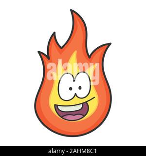 Happy fireball cartoon illustration isolated on white Stock Vector