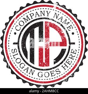 T P initial logo inspirations,vintage badge logo design, letter logo template Stock Vector