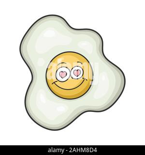 In love fried egg cartoon illustration isolated on white Stock Vector