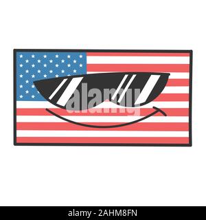 Cool sunglasses american flag cartoon illustration isolated on white Stock Vector