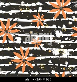 Hand Drawn Seamless Pattern with Pink Flowers. Great for wedding cards, postcards, t-shirts, bridal invitations,, dresses, posters, gift wrapping, wal Stock Vector