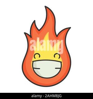 Happy fireball cartoon illustration isolated on white Stock Vector