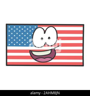 Happy american flag cartoon illustration isolated on white Stock Vector