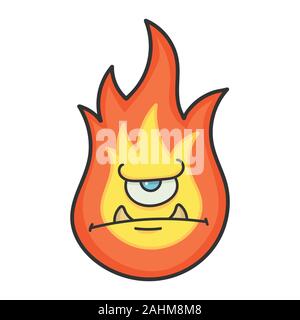 Angry monster fireball cartoon illustration isolated on white Stock Vector
