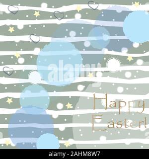 Happy Easter Greeting Card with golden message. Happy Easter Theme. Vector Illustration. Stock Vector