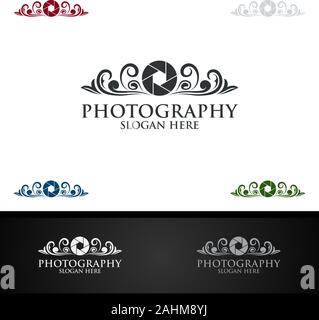 Abstract Camera Photography Logo Icon Vector Design Template Stock Vector