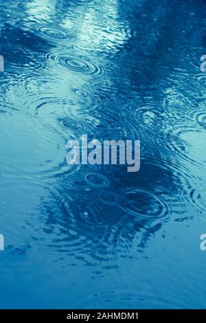 drops into water creating ripples Stock Photo