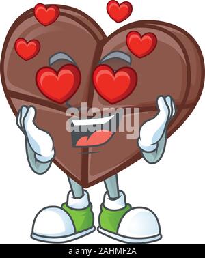 Super cute Falling in love chocolate bar love cartoon character Stock Vector