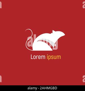modern vector logo rat icon on a red background 2020 Stock Vector