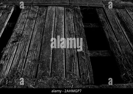 Old Scary Haunted Wooden Trapdoor to Pit Dungeon Stock Photo