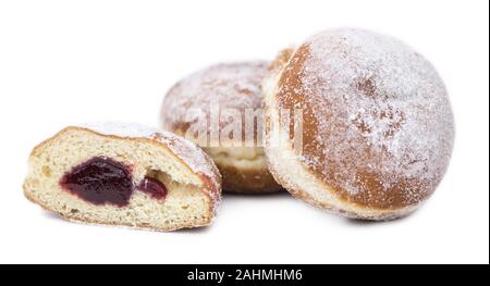 Some Powdered Almonds isolated on white (selective focus) Stock Photo