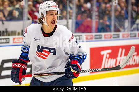 Trevor Zegras (USA) in action during the 2020 IIHF World