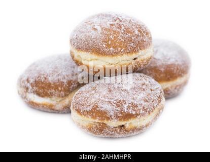 Some Powdered Almonds isolated on white (selective focus) Stock Photo