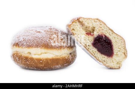 Some Powdered Almonds isolated on white (selective focus) Stock Photo