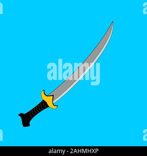 Sword set in flat vector style. knife, blade, steel, Cartoon, cute, flat, color full, editable. For game, poster, children book. Stock Vector