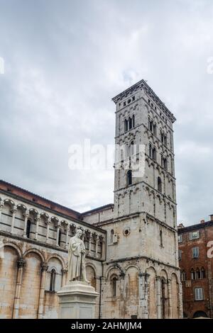 Lucca, Italy - June 6, 2019 : San Michele in Foro is a Roman Catholic basilica church, built over the ancient Roman forum. Until 1370 it was the seat Stock Photo