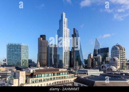 View of 100 Bishopsgate, a new modern office block in the City of London financial district taller than the Cheesegrater, Tower 42 and 100 Bishopsgate Stock Photo