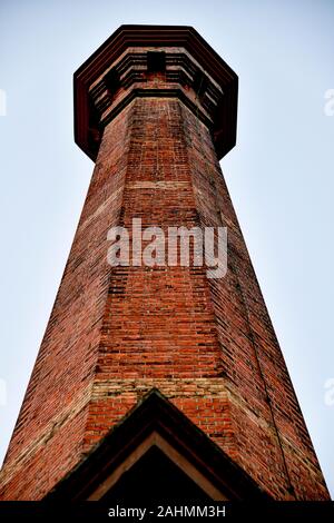 Ruins of Abandoned former Victorian Era Industrial Site, Walka Water Works, Italianate Architecture and Smoke Stack, Maitland, Australia Stock Photo