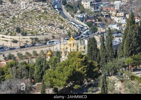 Church of St. Mary Magdalene in Gethsemane. The main church of the Gethsemane convent of Bethany community of the Resurrection of Christ, Jerusalem, I Stock Photo