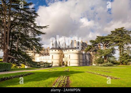 Scenic view of the beautiful Chaumont-sur-Loire castle in autumn colors France Stock Photo