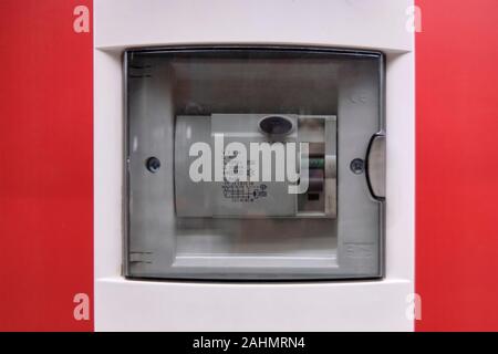 Fusebox or electrical consumer unit wiring panel. Stock Photo