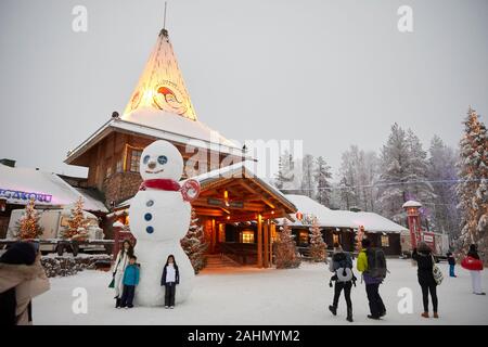 Finnish Rovaniemi a city in Finland and the region of Lapland, Santa Claus Village: cross the magical Arctic Circle Stock Photo