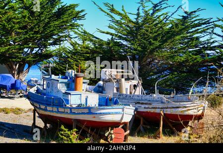 Old Wooden Fishing Boats Stock Photo