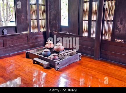 Kitchen room in traditional Thai house in Ayutthaya region in Thailand Stock Photo
