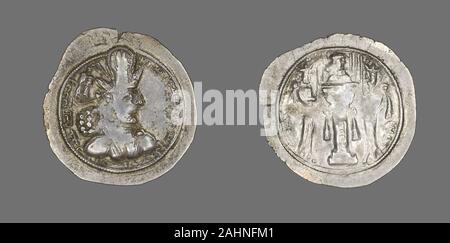 Iranian. Coin Portraying King Sapor II. 309 AD–379 AD. Khorasan. Silver Stock Photo