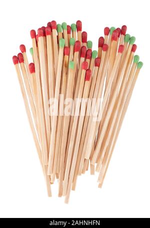 Long domestic wooden matches isolated on white background. Stock Photo