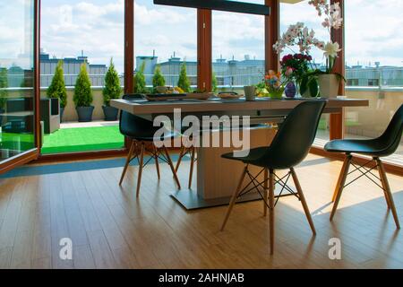 Modern interior of an apartment in a housing estate in Warsaw Stock Photo