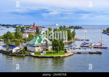 Helsinki, Finland - August 20, 2017  View at Valkosaari island in Helsinki Archipelago. Luoto island is at background. Stock Photo