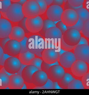 Red Blue Balls Seamless Pattern on Red Background Stock Vector