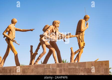 ETHOPIA, MEKELLE, 01-27-2019. Statues of freedom fighters at the Martyr's Memorial Monument in in remembrance of the civil war against dictator Mengis Stock Photo