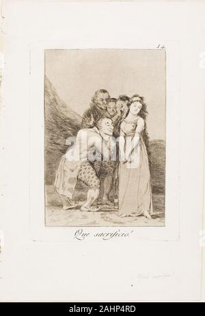 Francisco José de Goya y Lucientes. What a Sacrifice!, plate 14 from Los Caprichos. 1797–1799. Spain. Etching and aquatint on ivory laid paper Stock Photo