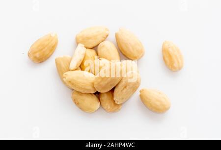 A handful of raw natural hazelnuts on white background Stock Photo