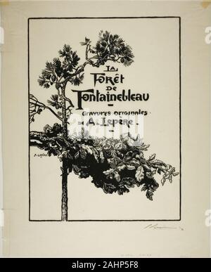 Louis Auguste Lepère. Frontispiece to La Forêt de Fontainebleau. 1908. France. Wood engraving in black on cream laid Japanese paper Stock Photo
