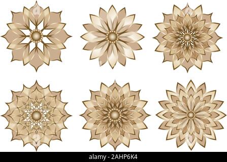 set gold geometric transparent flowers for chinese new year backgrounds and decorations Stock Vector