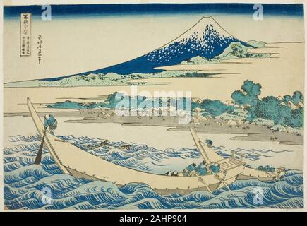 Katsushika Hokusai. Tago Bay near Ejiri on the Tokaido (Tokaido Ejiri Tagonoura ryakuzu), from the series Thirty-six Views of Mount Fuji (Fugaku sanjurokkei). 1825–1838. Japan. Color woodblock print; oban Stock Photo
