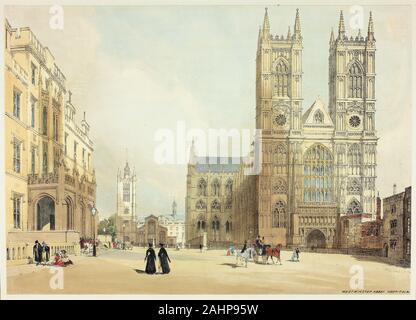 Thomas Shotter Boys. Westminster Abbey, Hospital and Company, plate seven from Original Views of London as It Is. 1842. England. Hand-colored lithograph on paper Stock Photo