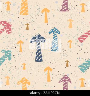 Cute seamless pattern with arrows pointing up. Repeating pattern on dotted messy background. Vector Illustration Stock Vector