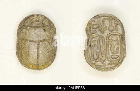 Ancient Egyptian. Scarab Nebmaatra (Amenhotep III) and Queen Tiye. 1390 BC–1352 BC. Egypt. Steatite Stock Photo