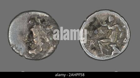 Ancient Greek. Hemidrachm (Coin) Depicting the God Zeus. 371 BC. Megalópolis. Silver Stock Photo