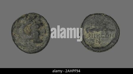 Ancient Greek. Coin Depicting the Hero Herakles. 168 BC. Ancient Greece. Bronze Stock Photo