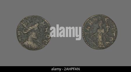 Ancient Roman. Coin Depicting the Amazon Cyme. 253 AD–268 AD. Roman Empire. Bronze Stock Photo