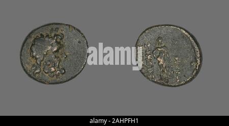 Ancient Greek. Coin Depicting the God Zeus. 50 BC–1 BC. Greece. Bronze Stock Photo